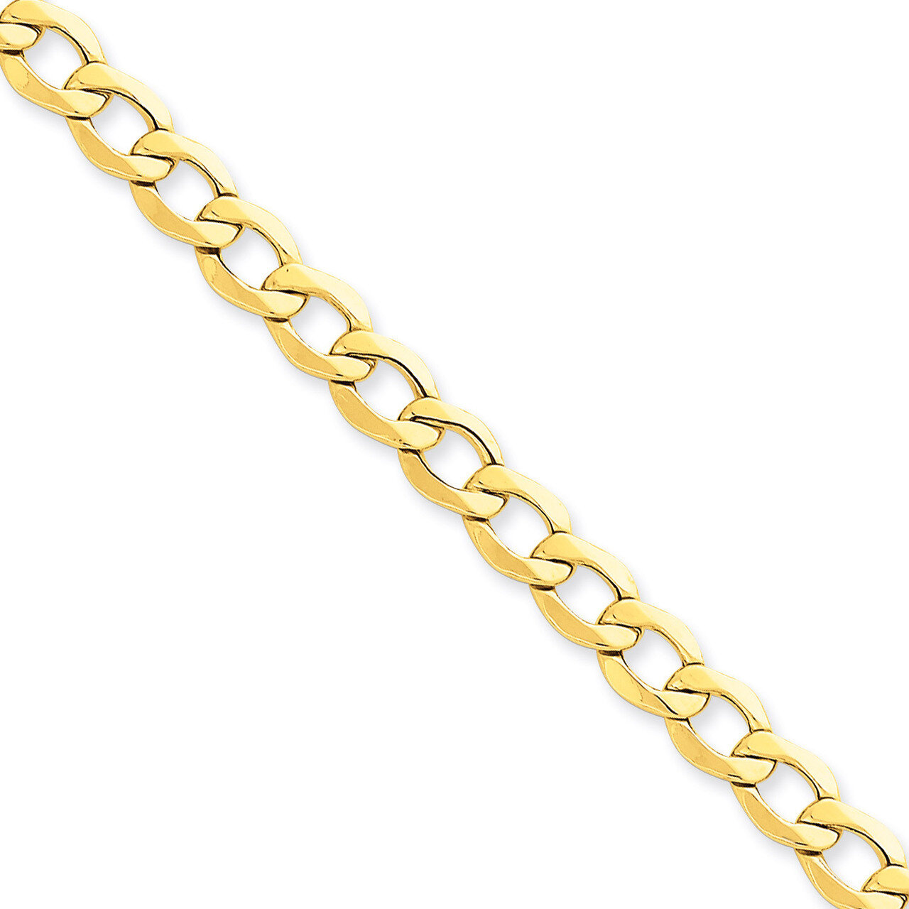 7.0mm Semi-Solid Curb Link Chain 7 Inch 14k Gold BC110-7