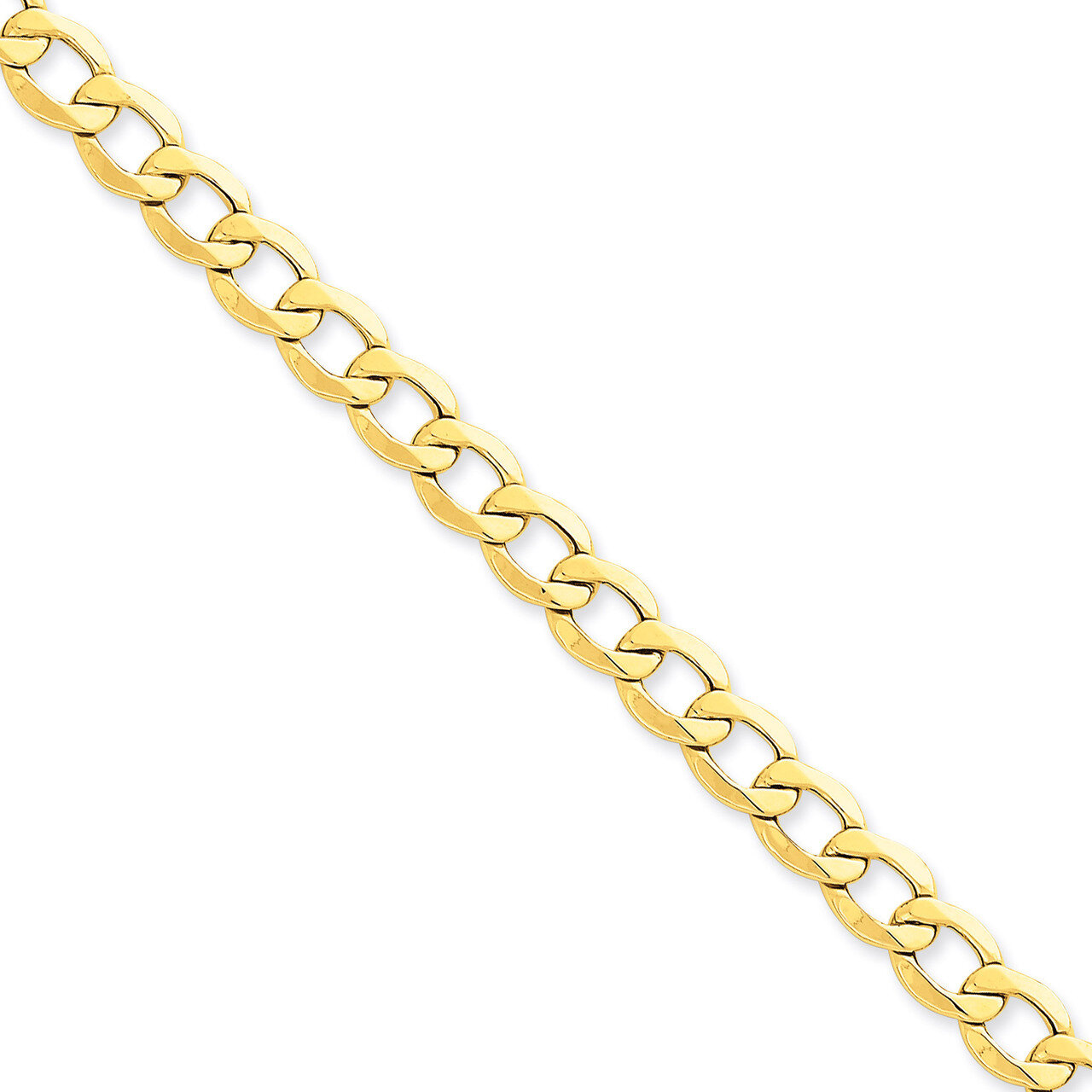 8.0mm Semi-Solid Curb Link Chain 18 Inch 14k Gold BC111-18