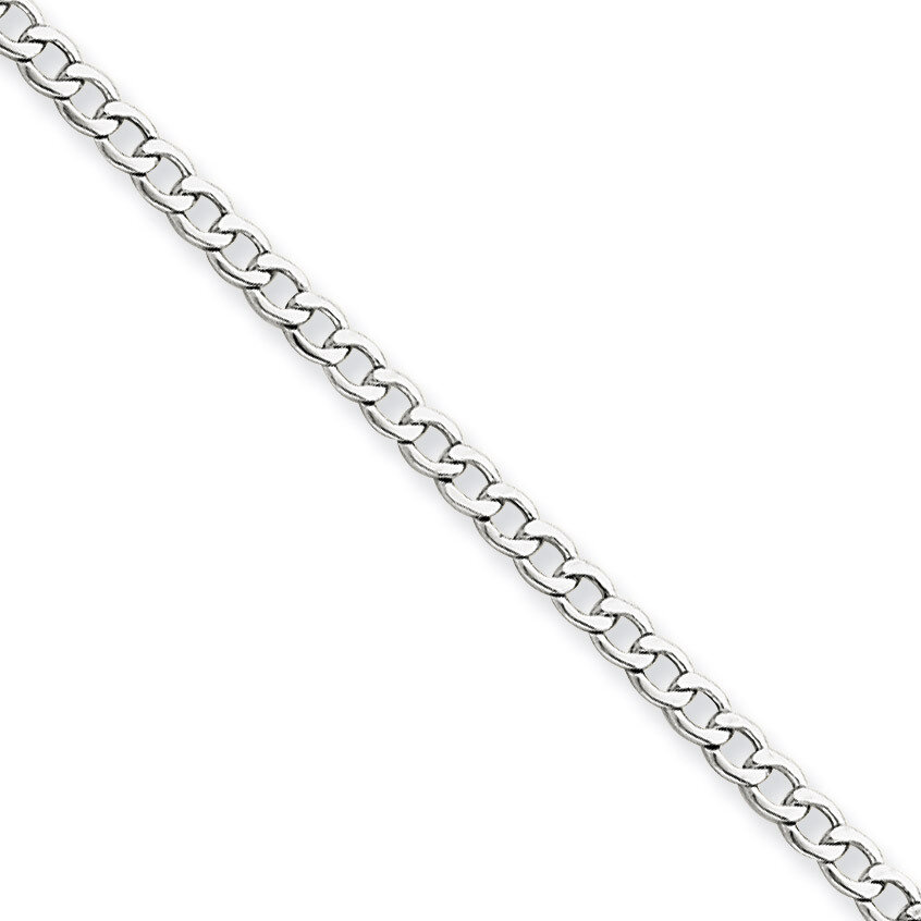 2.5mm Semi-Solid Curb Link Chain 10 Inch 14k White Gold BC123-10