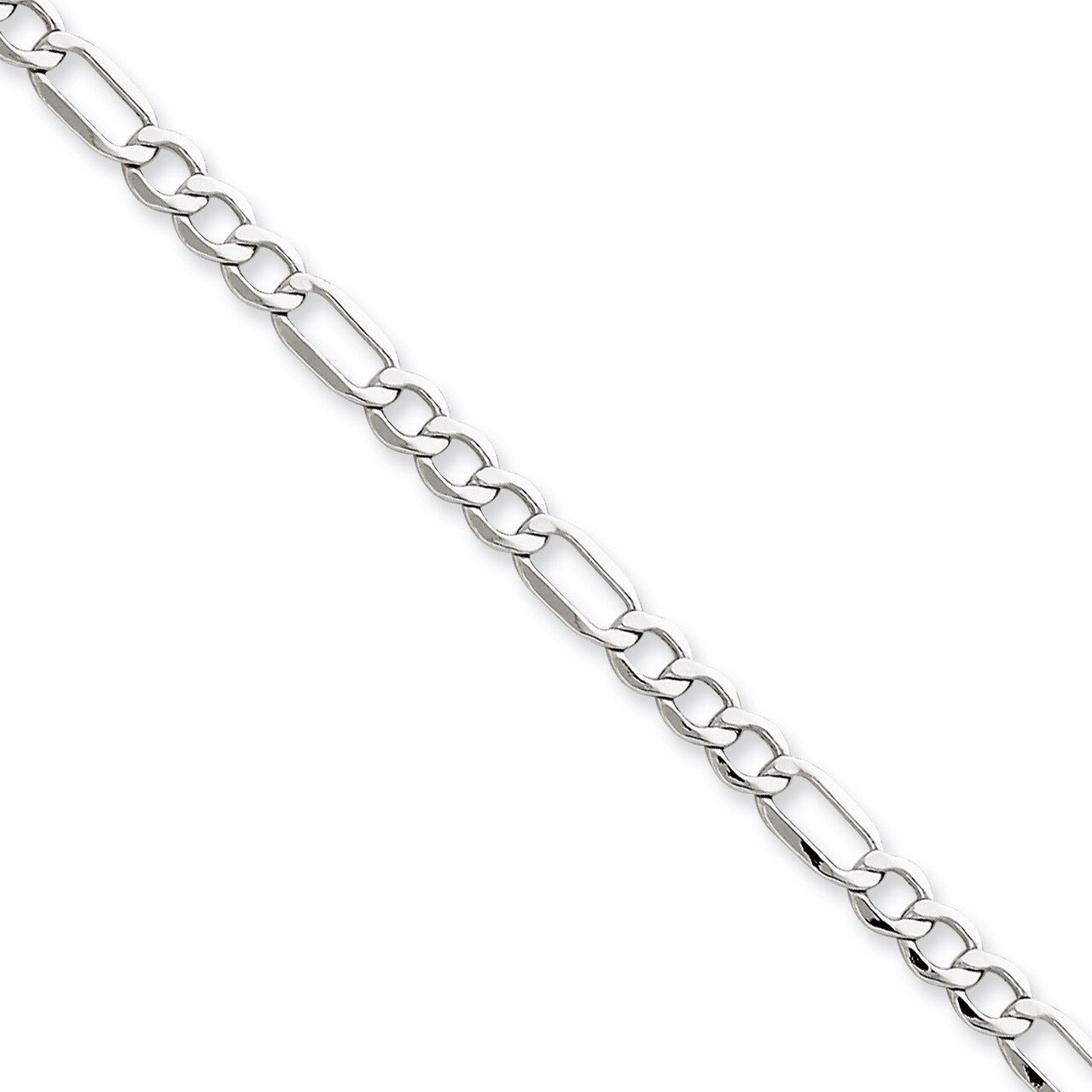 4.75mm Semi-Solid Figaro Chain 20 Inch 14k White Gold BC91-20