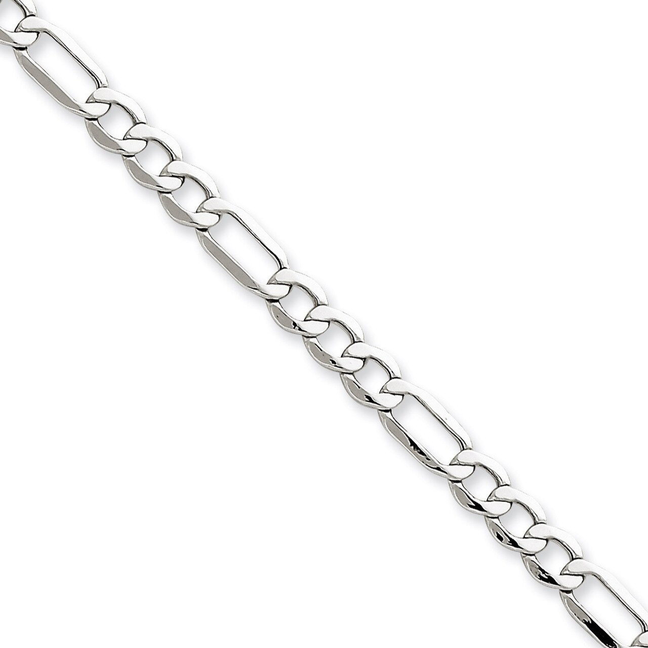 5.35mm Semi-Solid Figaro Chain 16 Inch 14k White Gold BC92-16, MPN: BC92-16, 886774536750