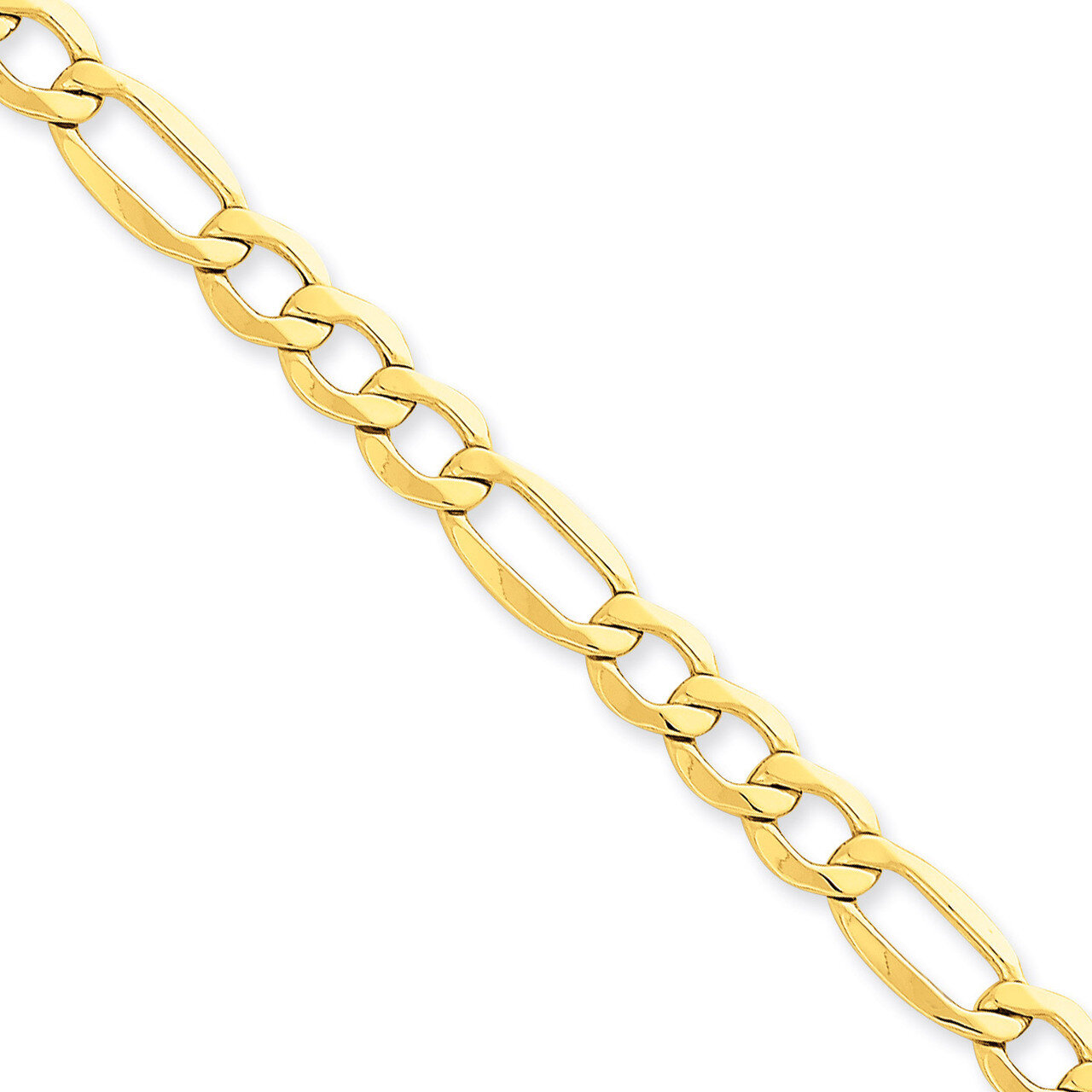 7.3mm Semi-Solid Figaro Chain 7 Inch 14k Gold BC97-7