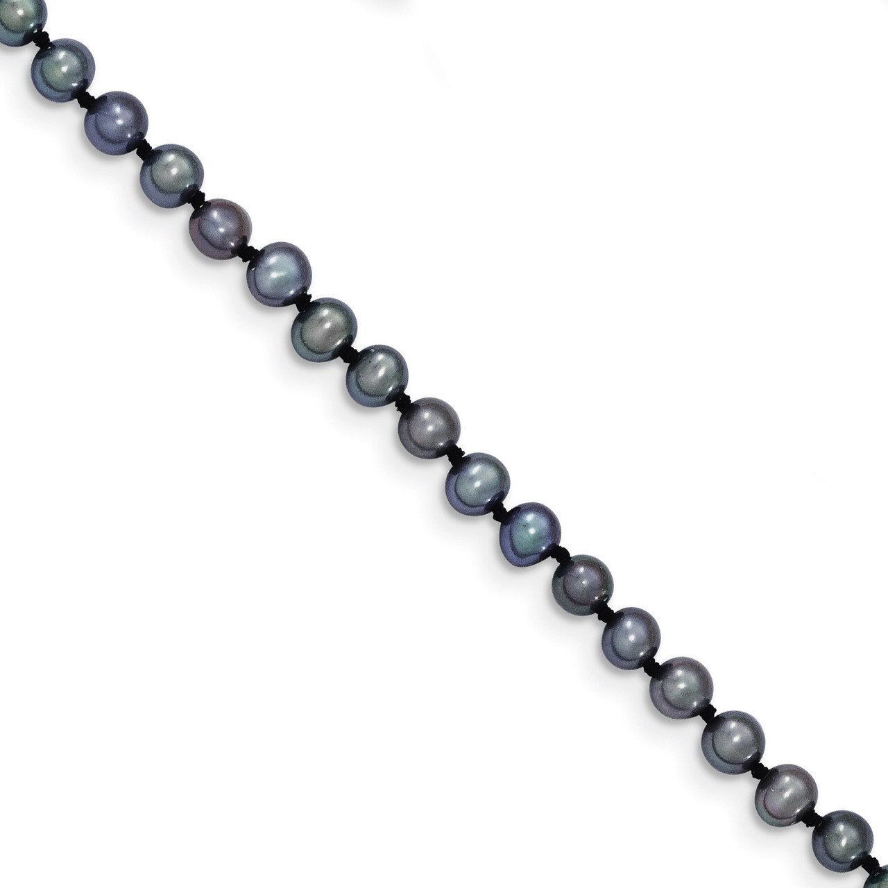 4-5mm Black Cultured Near Round Pearl Necklace 16 Inch 14k Gold BPN040-16