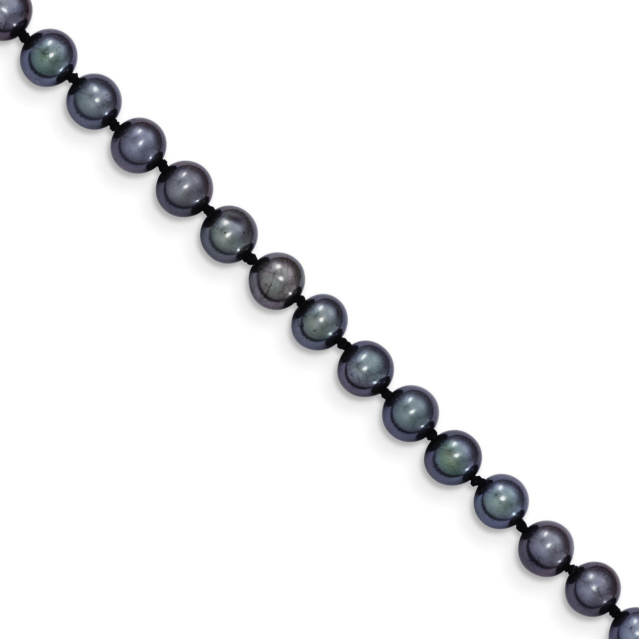 5-6mm Black Cultured Near Round Pearl Necklace 16 Inch 14k Gold BPN050-16