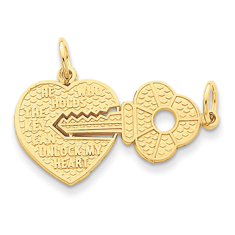 Heart with A Key Charm 14k Gold C1025