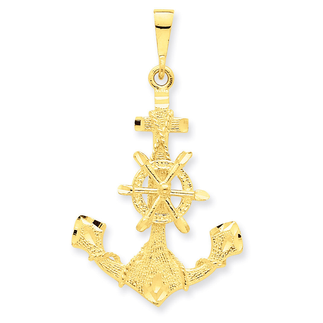 Large Anchor with Wheel Charm 14k Gold C1174