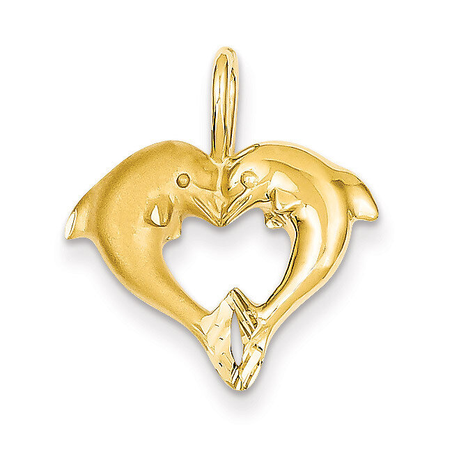 Dolphin Heart Pendant 14k Gold C122