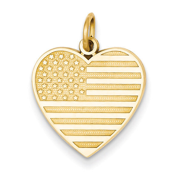 Flag Heart Charm 14k Gold C1798