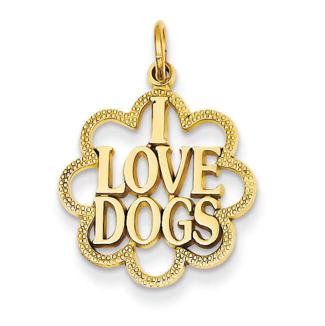I Love Dogs Charm 14k Gold C1841