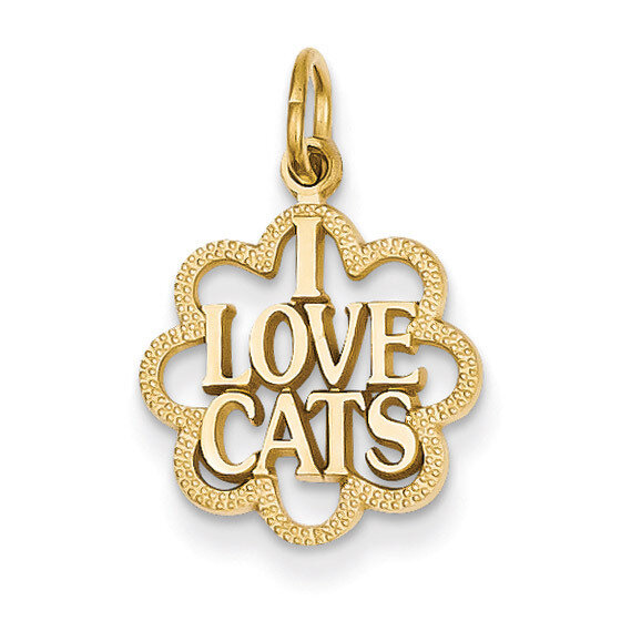 I Love Cats Charm 14k Gold C1887