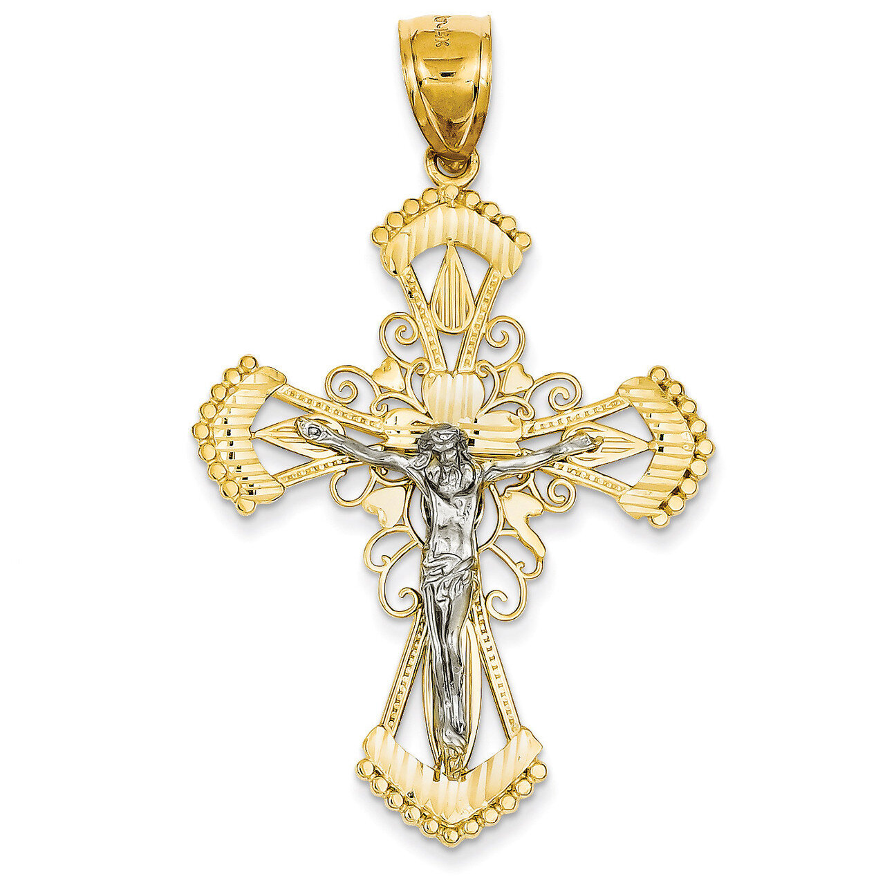 Diamond-cut Crucifix Pendant 14k Two-Tone Gold C2004, MPN: C2004, 191101095023
