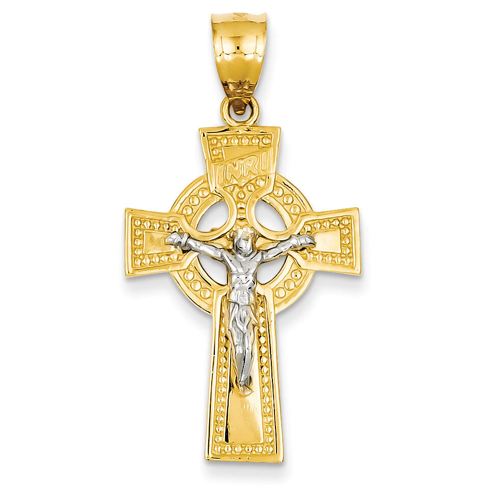 INRI Celtic Crucifix Pendant 14k Gold C2024
