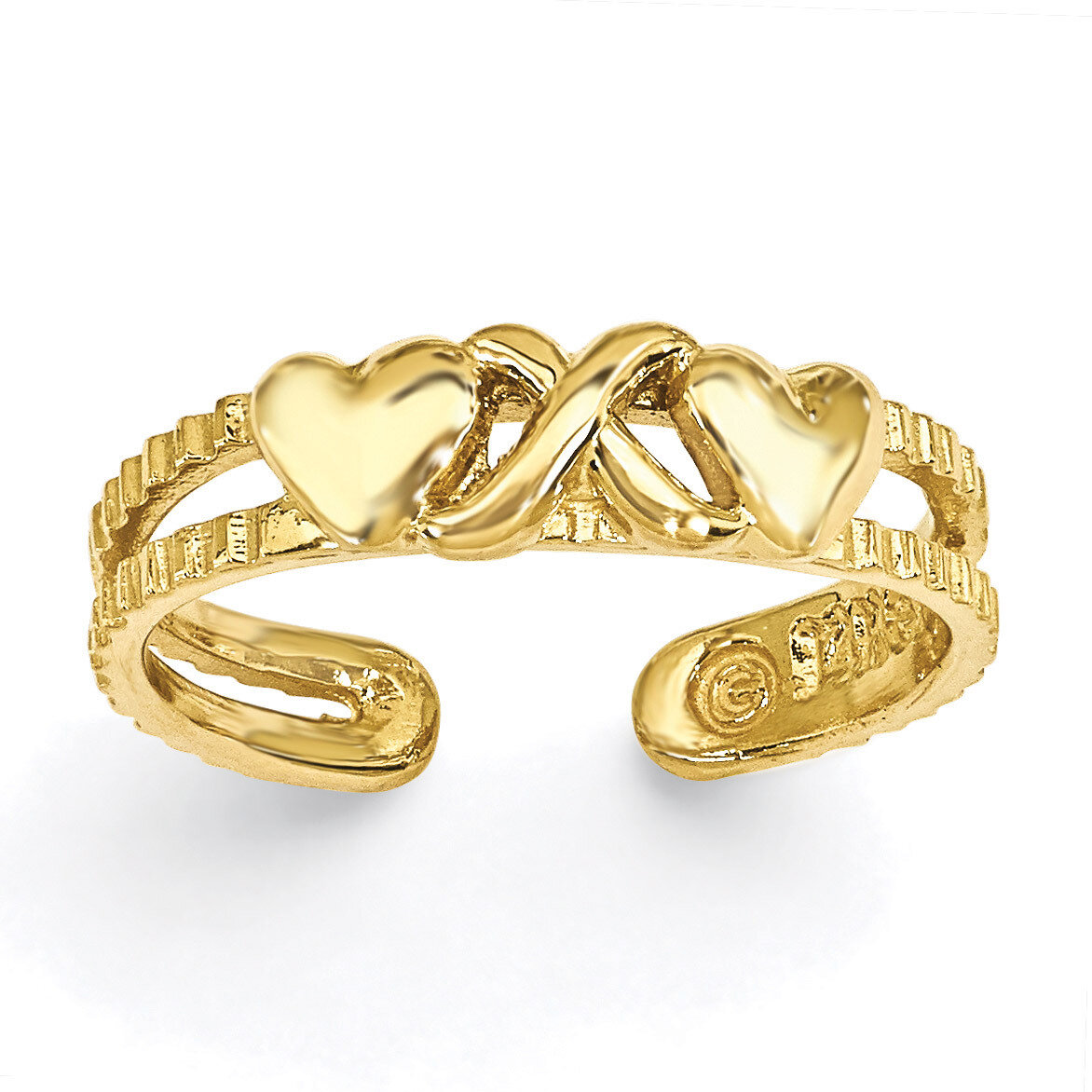 Hearts & X Toe Ring 14k Gold C2072