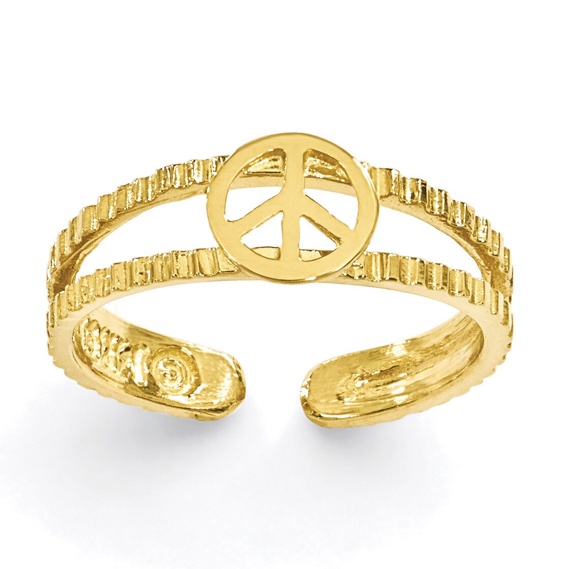 Peace Sign Toe Ring 14k Gold C2085