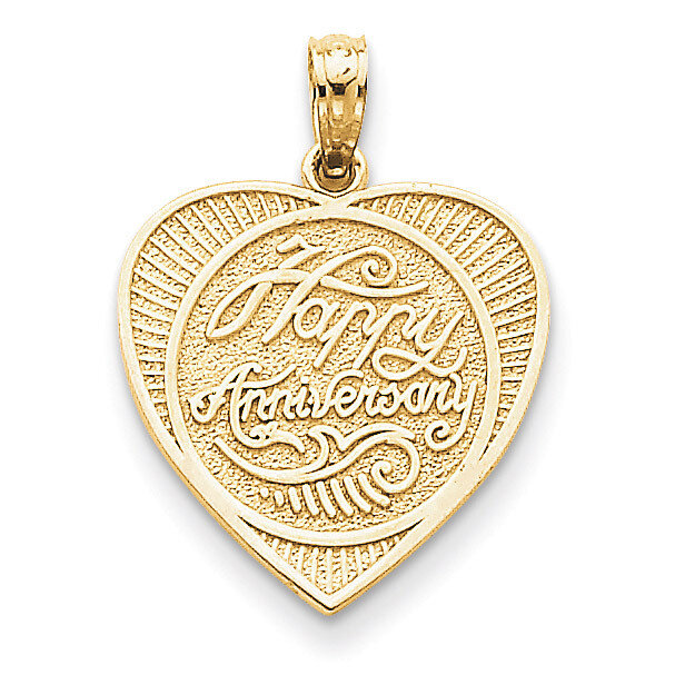 Textured Back Talking Happy Anniversary in Heart Pendant 14k Gold C2182