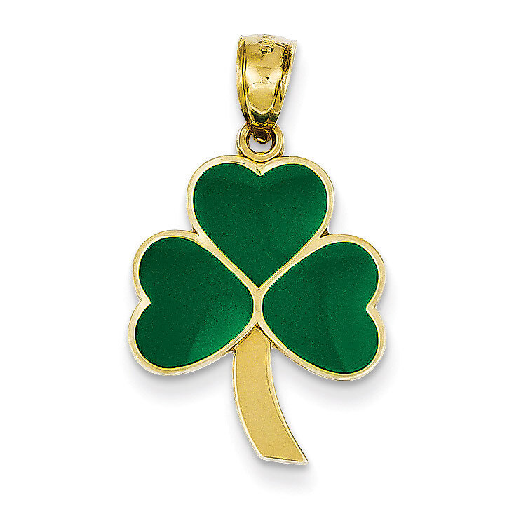 Green Enameled Shamrock Pendant 14k Gold C2195, MPN: C2195, 637218117550