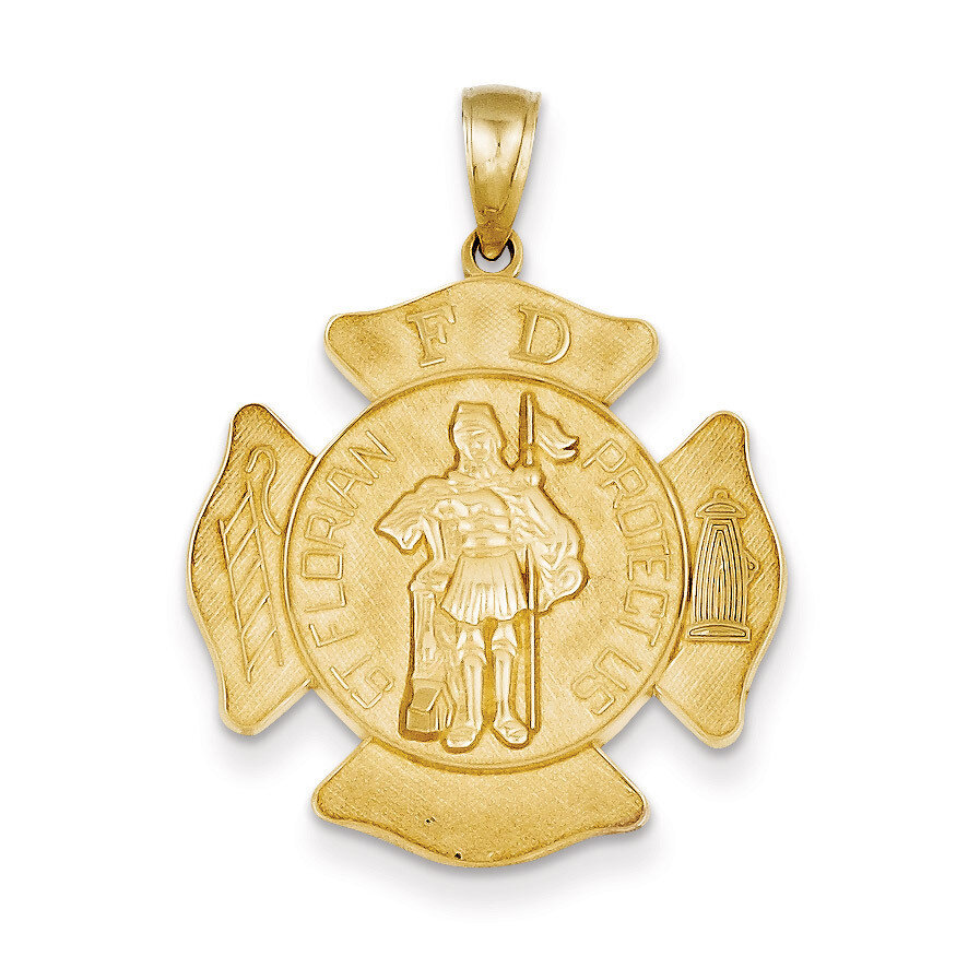 Large Saint Florian Badge Pendant 14k Gold C2257