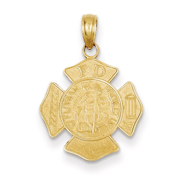 Small Saint Florian Badge Pendant 14k Gold C2258
