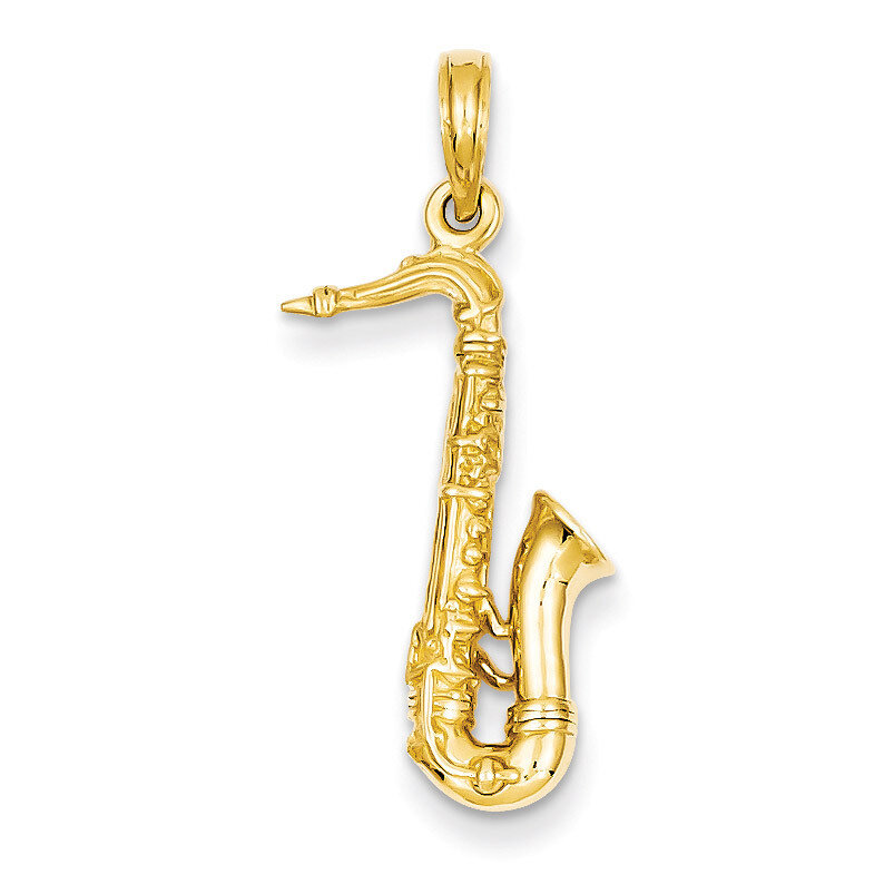 3-Dimensional Saxophone Charm 14k Gold Solid Polished C2276