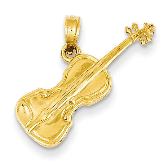 Solid 3-Dimensional Violin Pendant 14k Gold Polished C2279, MPN: C2279, 637218095971