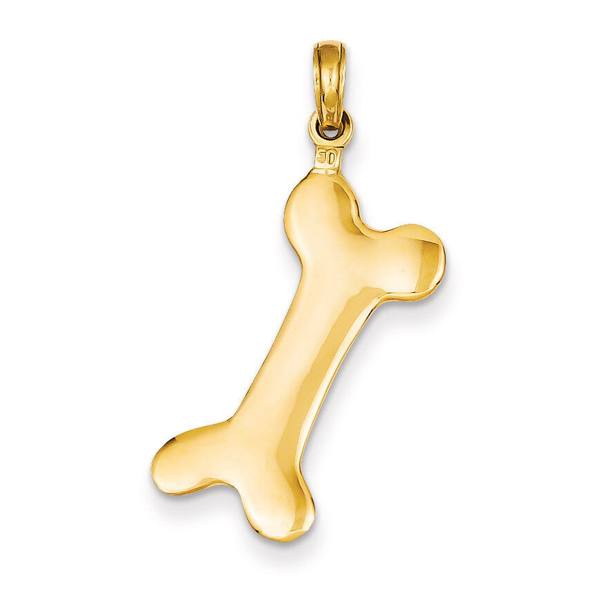 Dog Bone Charm 14k Gold Solid Polished C2361