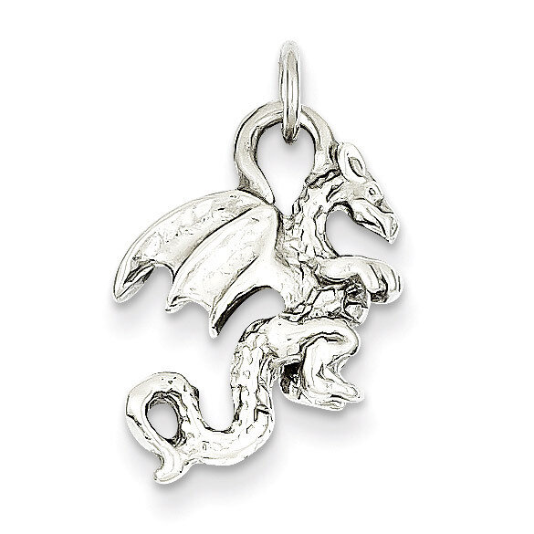 3-Dimensional Dragon Charm 14k White Gold Solid Polished C2378