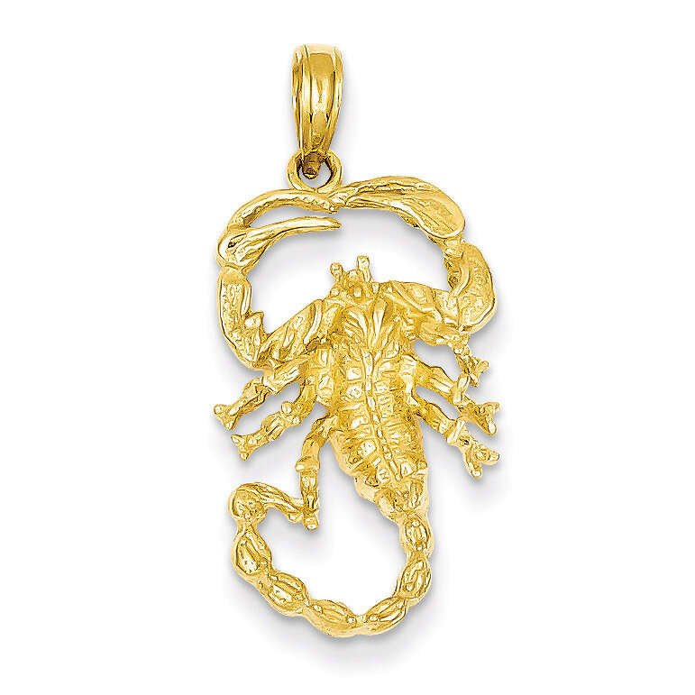 Open-Backed Scorpion Pendant 14k Gold Solid Polished C2383