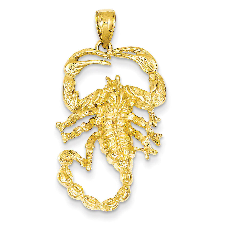 Open-Backed Scorpion Pendant 14k Gold Solid Polished C2384