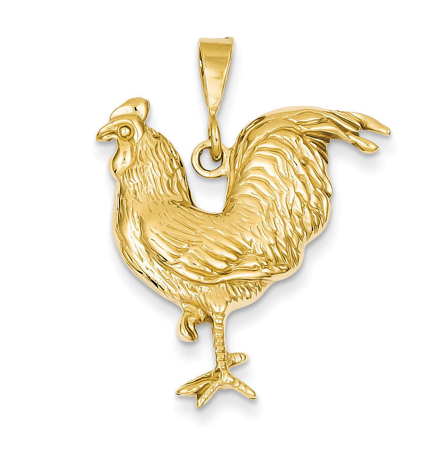 Open-Backed Rooster Pendant 14k Gold Solid Polished C2391
