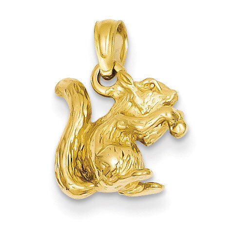 3-Dimensional Squirrel with Nut Charm 14k Gold Solid C2392