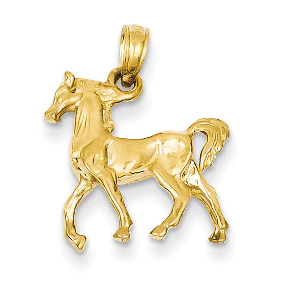 3-Diamensional Horse Charm 14k Gold Solid Polished C2400