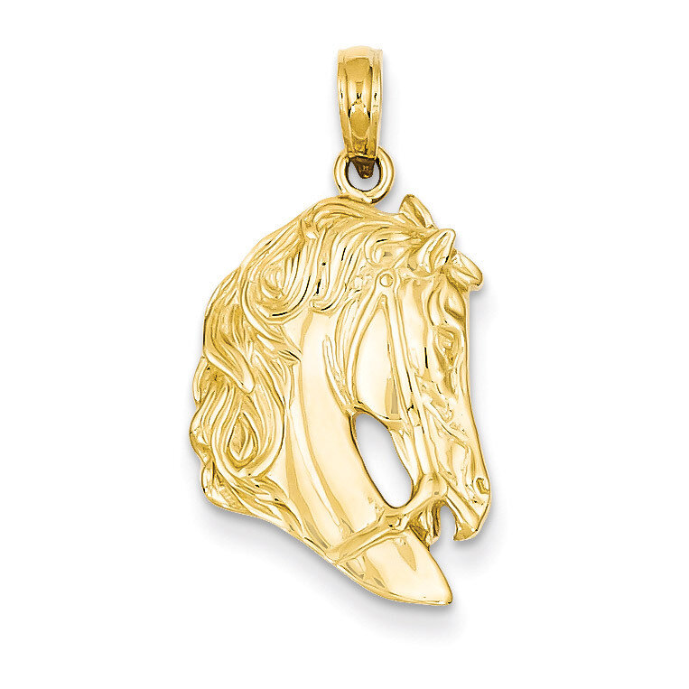 Open-Backed Horse Head Pendant 14k Gold Solid Polished C2419