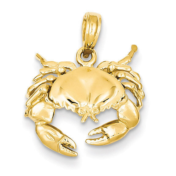 Open-Backed Crab Pendant 14k Gold Polished C2512