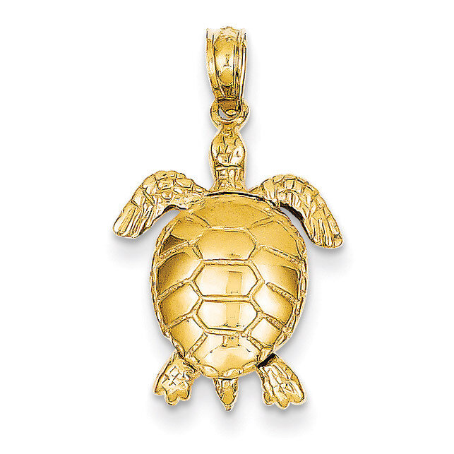 3-Dimensional Moveable Turtle Pendant 14k Gold Solid Polished C2545