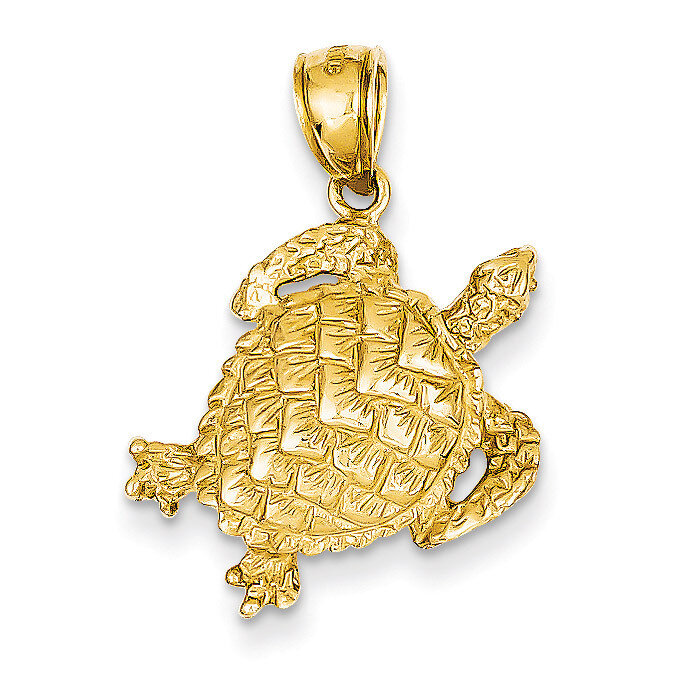 Open-Backed Turtle Pendant 14k Gold Solid Polished C2546