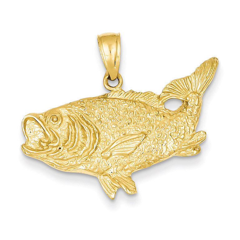 Open-Backed Bass Fish Pendant 14k Gold Polished C2574