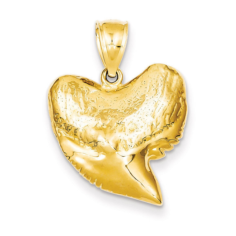3-Dimensional Shark Tooth Pendant 14k Gold Solid Polished C2613