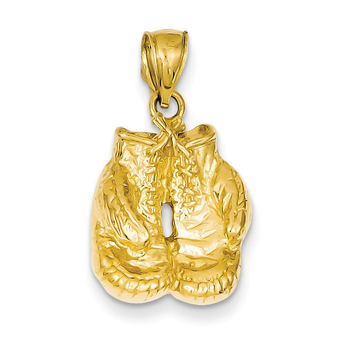 Open-Backed Boxing Gloves Pendant 14k Gold Solid Polished C2642