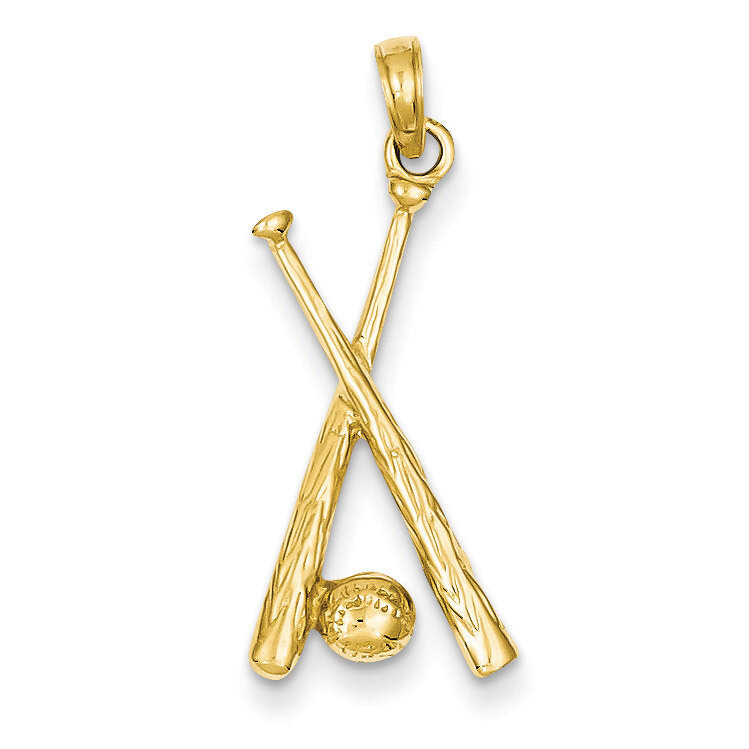 Open-Backed Bats &amp; Ball Baseball Pendant 14k Gold Polished C2662, MPN: C2662, 637218020744