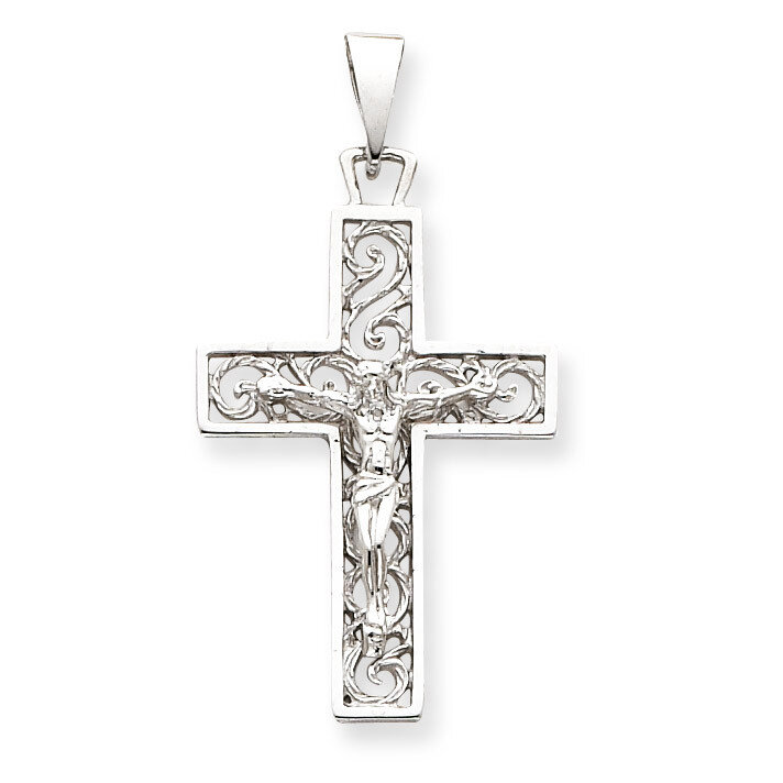 Crucifix Pendant 14k White Gold C2803