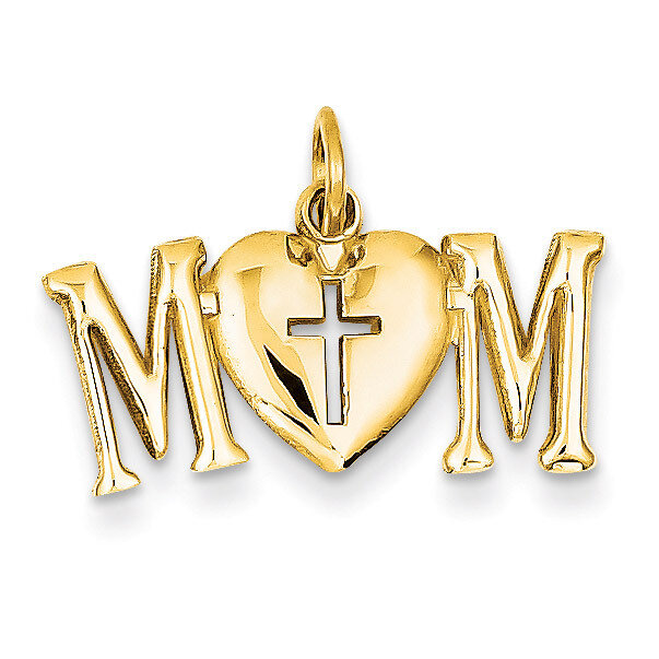 Mom with Cross Charm 14k Gold Polished C2856