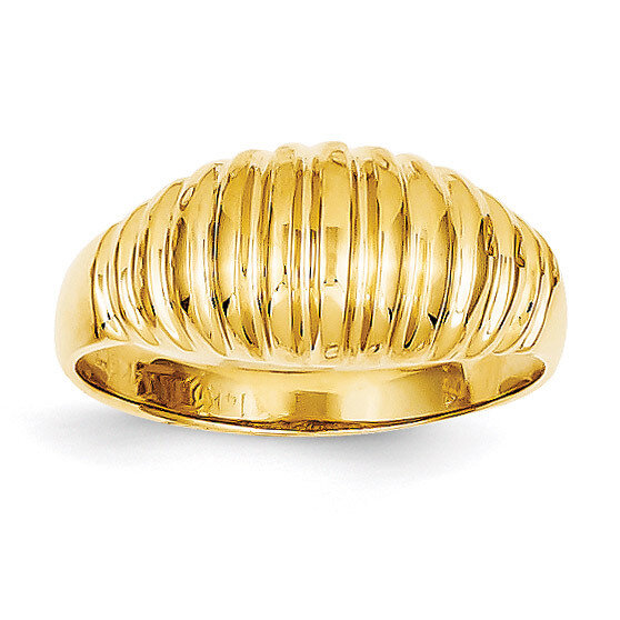 High Polished Ribbed Dome Ring 14k Gold C2871