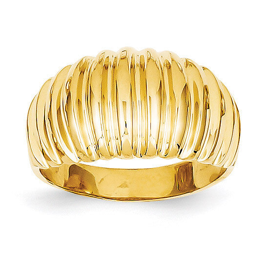 High Polished Ribbed Dome Ring 14k Gold C2873