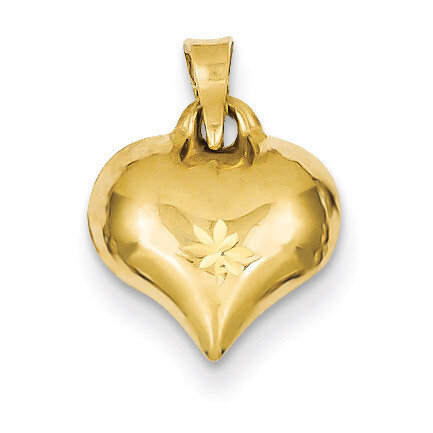 Puffed Diamond-cut Heart Charm 14k Gold C2906