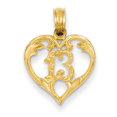 13 in Heart Cut-out Pendant 14k Gold C2953