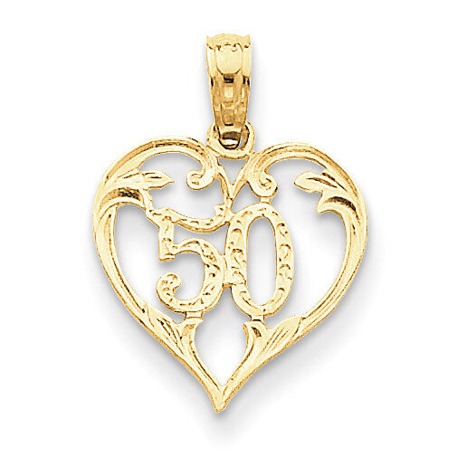 50 in Heart Cut-out Pendant 14k Gold C2959