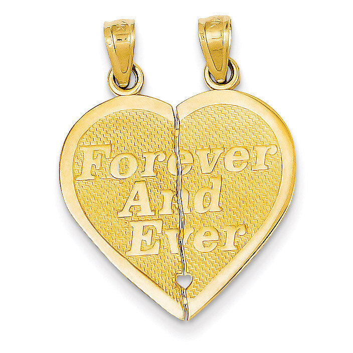 Reversible Forever and Ever Break-apart Heart Pendant 14k Gold C3029