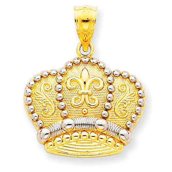 Crown Pendant 14K Gold & Rhodium C3085
