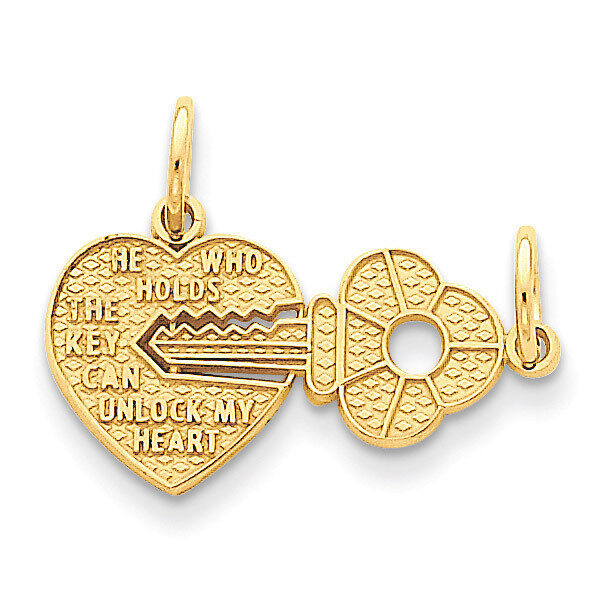 Heart & Key Break Apart Charm 14k Gold C310