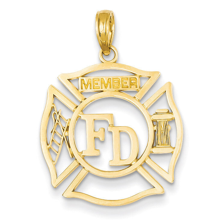 FD Member in Shield Pendant 14k Gold C3105